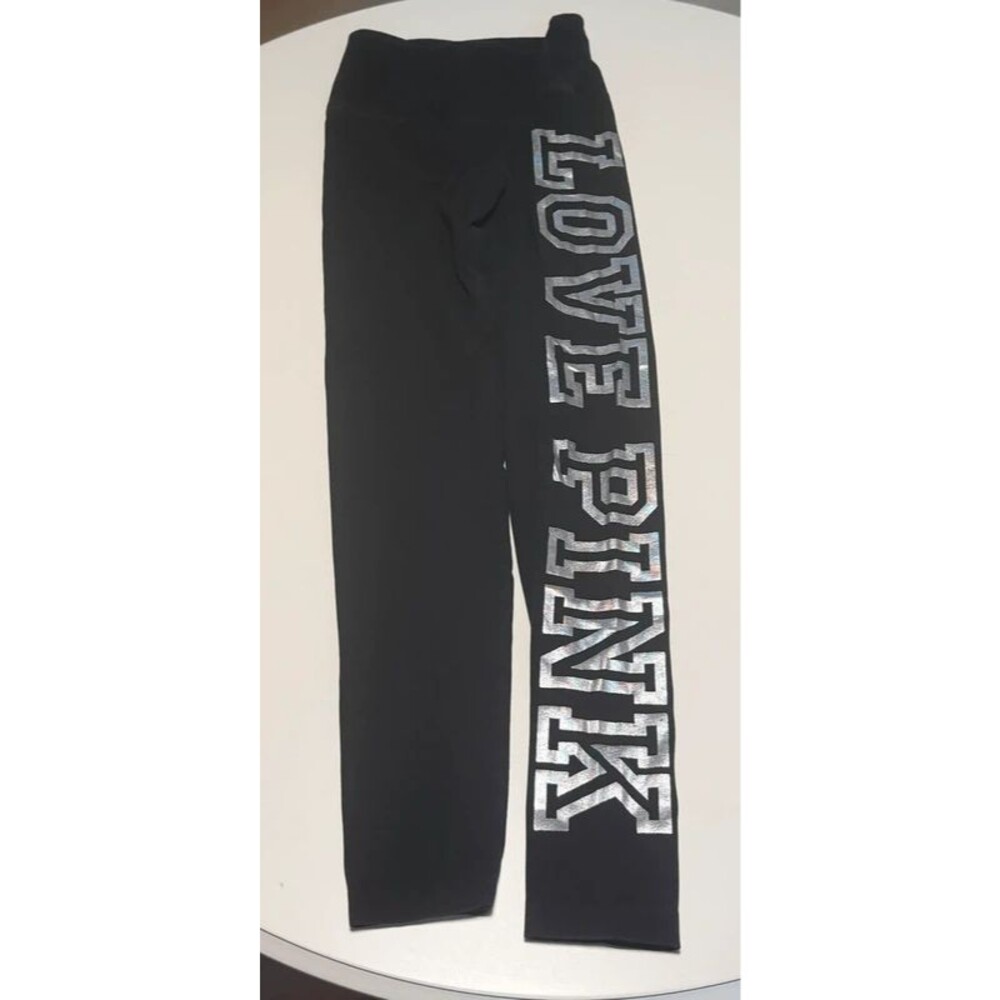 Deadstock Victorias Secret PINK leggings silver sparkle logo size M